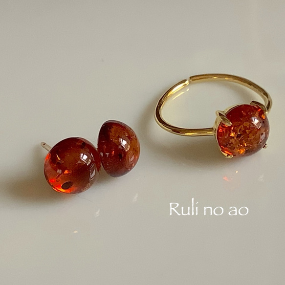 ✳︎Baltic amber✳︎バルト海の琥珀✳︎14KGF✳︎ピアス✳︎ 2枚目の画像