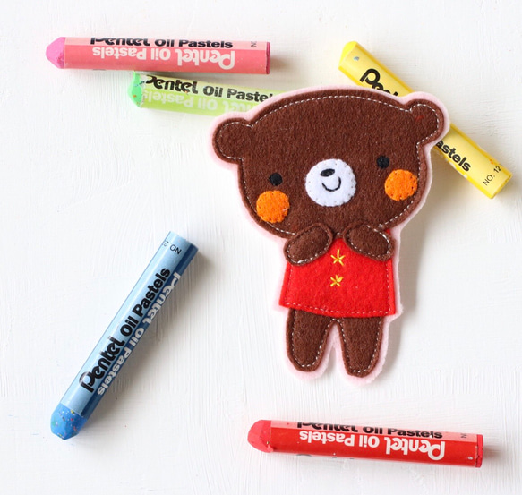 入園・入学準備に＊くまの大きいフェルトワッペン 名入れ＊おしゃれで  