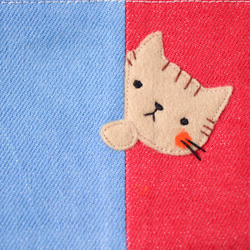 名入れできる♪猫の刺繍アップリケのついた ぺたんこミニポーチ　無料ラッピング♪ 5枚目の画像