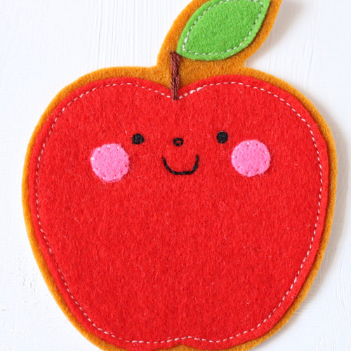 入園・入学準備に＊りんごの大きいフェルトワッペン 名入れ＊おしゃれ