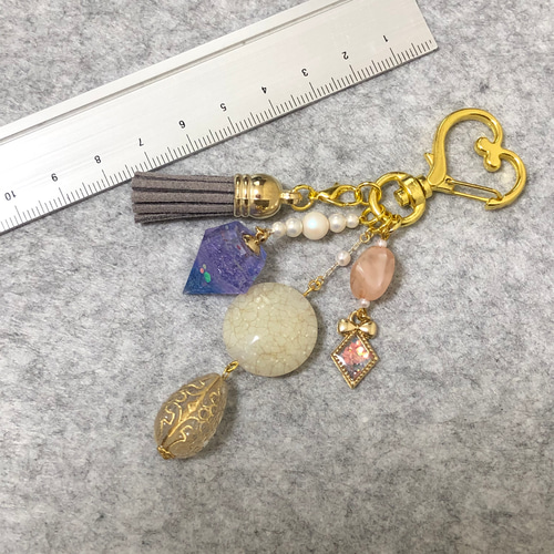 青]大人可愛いバッグチャーム＊ハートキーホルダー キーホルダー 