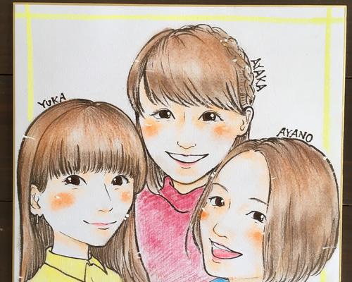似顔絵オーダー 似顔絵 色紙 3枚