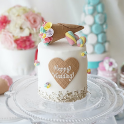 レインボーカラー アイスクリームのクレイケーキ 文字変更OK その他