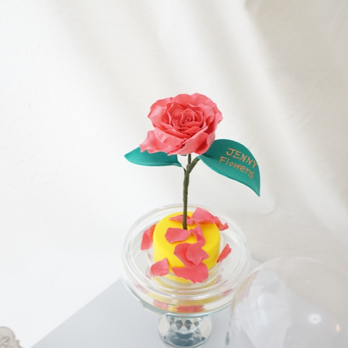 美女と野獣の一輪の薔薇 The Enchanted Rose ピンク 立体