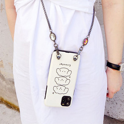 すべてのモデルのための手作りのカスタム犬のメッセンジャーチェーン携帯電話ケースバックパックスタイルの携帯電話ケース 2枚目の画像