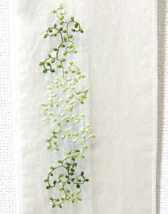 刺繍半襟・唐草緑 4枚目の画像