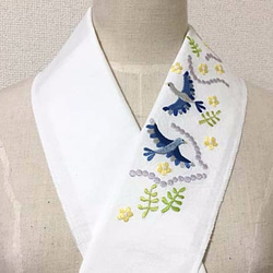 刺繍半襟・青い鳥 1枚目の画像