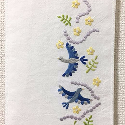 刺繍半襟・青い鳥 3枚目の画像