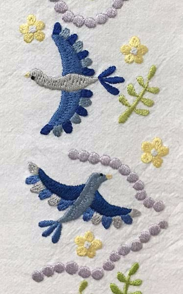 刺繍半襟・青い鳥 4枚目の画像