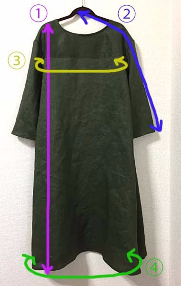 裾に刺繍の麻ワンピース 6枚目の画像