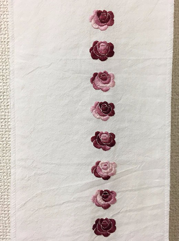 刺繍半襟・薔薇色の薔薇 3枚目の画像