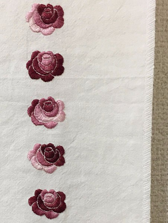 刺繍半襟・薔薇色の薔薇 4枚目の画像