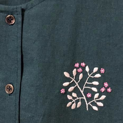 胸に植物刺繍の切替ワンピース 3枚目の画像