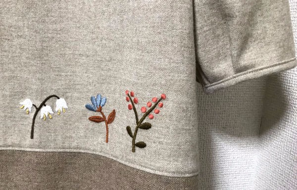 植物刺繍の3色チュニックワンピース 4枚目の画像