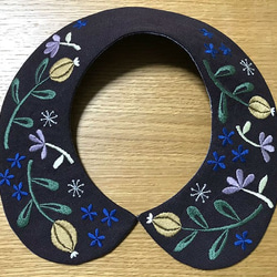 手刺繍つけ襟（濃紫） 4枚目の画像