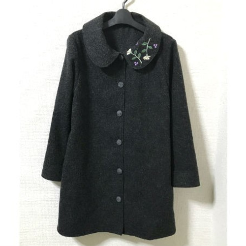 襟に刺繍のウール単コート コート tamaki.c 通販 6500347 襟に刺繍のウール単コート コート tamaki.c 通販 6500347