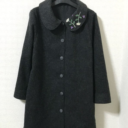 襟に刺繍のウール単コート コート tamaki.c 通販 6500347 襟に刺繍のウール単コート コート tamaki.c 通販 6500347