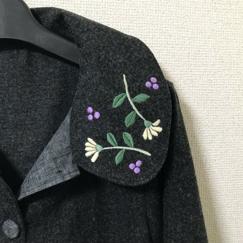 襟に刺繍のウール単コート コート tamaki.c 通販 6500347 襟に刺繍のウール単コート コート tamaki.c 通販 6500347