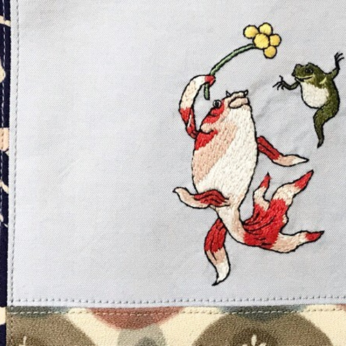 浮世絵刺繍バッグ＊歌川国芳「金魚づくし・酒のざしき」の金魚と