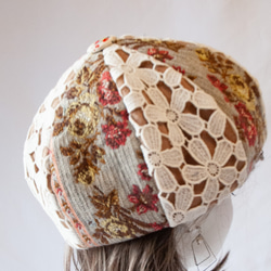 巴黎風格復古花卉蕾絲貝雷帽尺寸 50-62 復古貝雷帽 加拉梅爾彩色貝雷帽 防寒帽子 第4張的照片