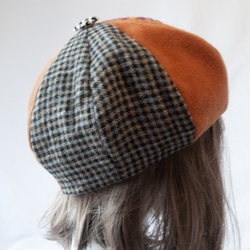 [秋冬新作]ピンクチェックチェックベレー帽、サイズ50-62、防寒帽子、帽子 5枚目の画像