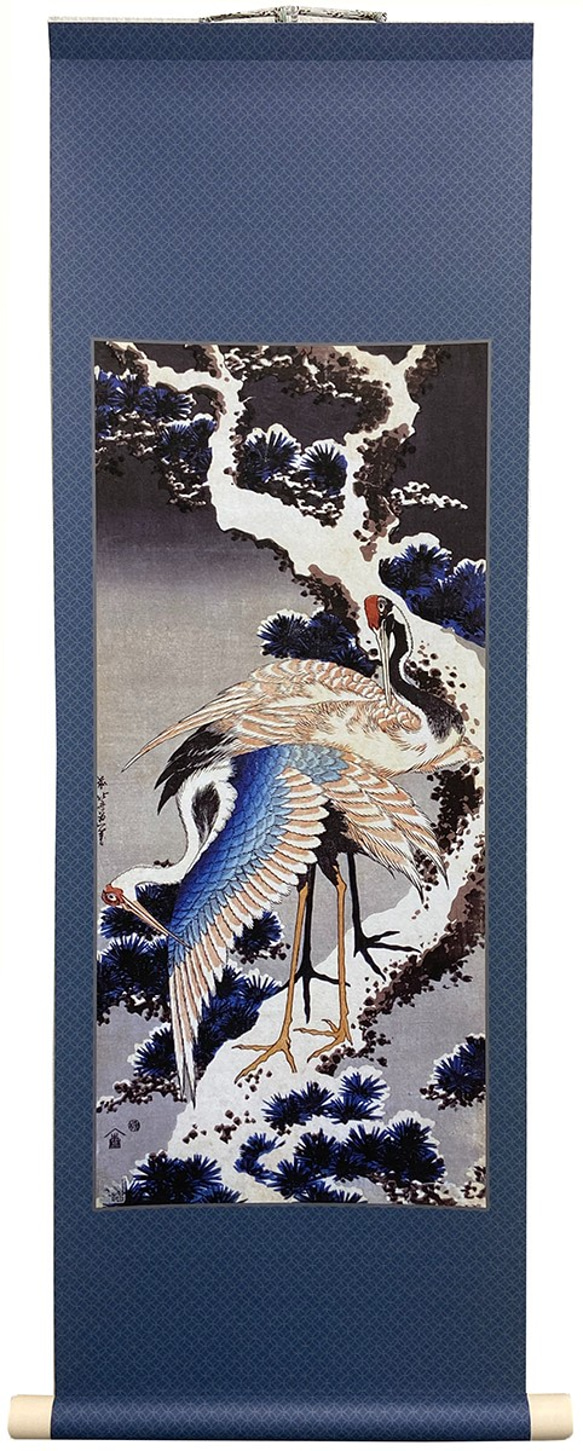 浮世絵アート作品。染め摺り師 木田俊一による浮世絵【北斎作雪松に鶴