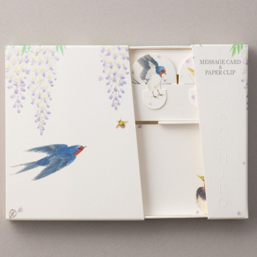 ARASHI メッセージカード シルバー MESSAGE CARD＆PAPER CLIP 藤と燕 メッセージカード KASHIKO