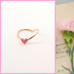 恋愛の願い…秘密のハートシルエットリング♡ピンク♡恋愛成就のお守り指輪 普段使いにも 細見え 2枚目の画像