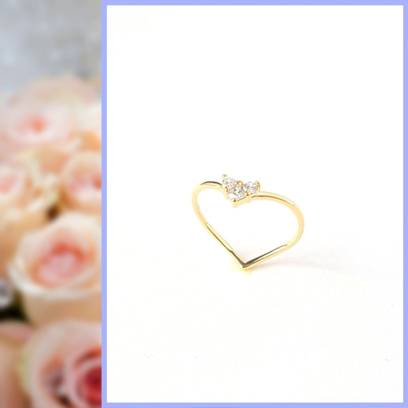 結婚の願い…秘密のハートシルエットリング♡クリア♡結婚のお守り 指輪 普段使いにも 細見え 3枚目の画像