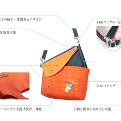 回收寶特瓶再製環保布料超輕量防潑水(seisei遛遛包_晴空藍) 二合一設計可拆分為肩背與斜背兩個包、台灣製造 第8張的照片