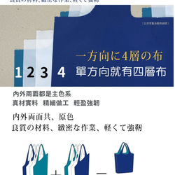 寶特瓶回收再製環保防潑水布 肩背手提兩用 可翻面換色 seisei雙色托特包(黃配綠) 第7張的照片