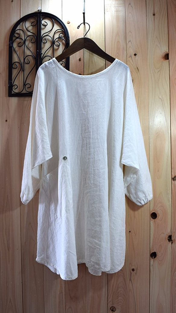 受注販売】ヨーロッパリネン・タブリエ割烹着『タブポ』ホワイト