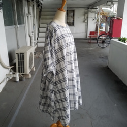 リネン100%チェックワンピース【即発送可能❗】 2枚目の画像