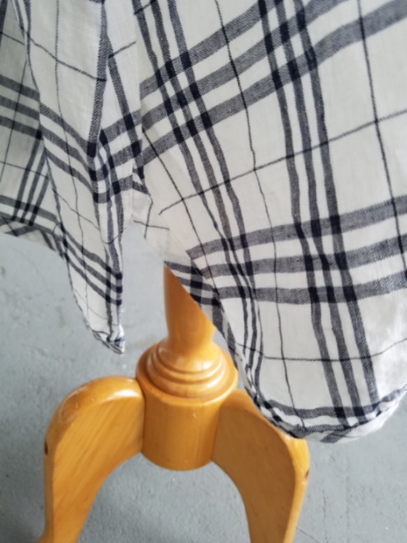 リネン100%チェックワンピース【即発送可能❗】 3枚目の画像