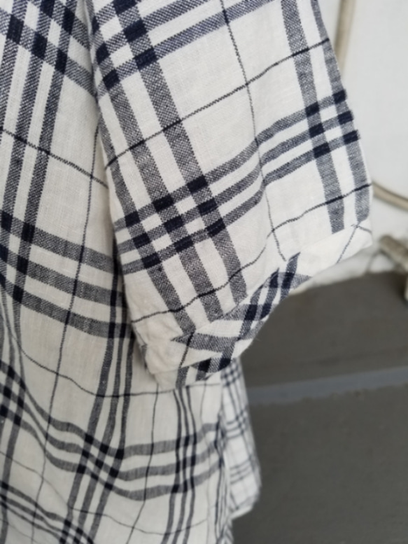 リネン100%チェックワンピース【即発送可能❗】 6枚目の画像