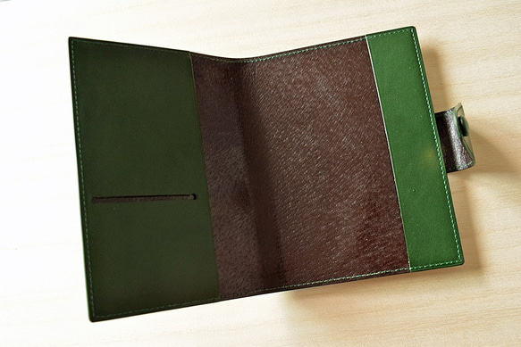 シンプル手帳カバー・A6　【緑】 4枚目の画像