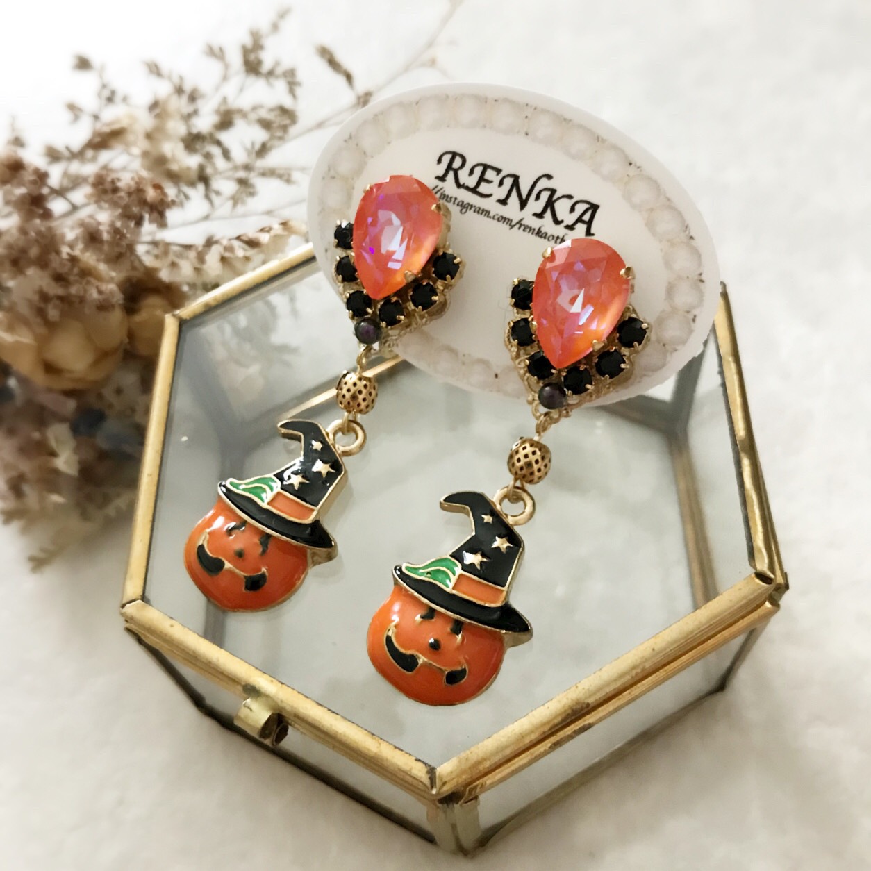 ハロウィン･カボチャとスワロの大ぶりピアス【ハロウィン･パーティー･イベント】｛RPG-921｝