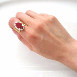 ヴィンテージ赤い薔薇のリング【アンティーク感･指輪･バラ･花･上品】{RRG-149｝ 5枚目の画像