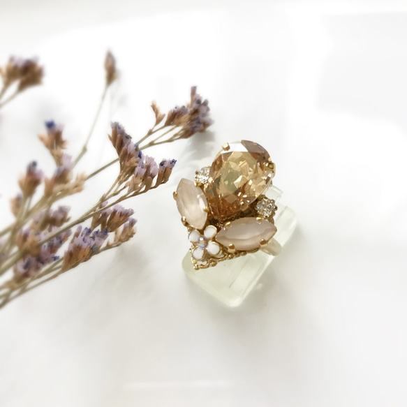 ヌーディーカラー・スワロのお花リング｛RRG-187｝ 3枚目の画像