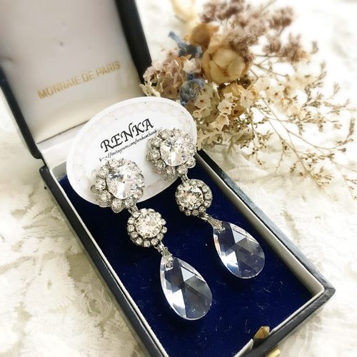 クリスタルスワロフスキー大ぶりイヤリング【ウェディング・ブライダル  