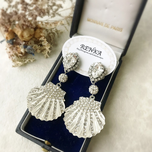 スワロフスキー 夏 貝殻 Idyllia オープンリング, クリスタル