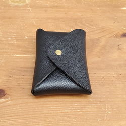 経年変化が楽しめるイタリア革で作った多機能な　ミニ財布　カードケース　名刺入れ　黒 5枚目の画像