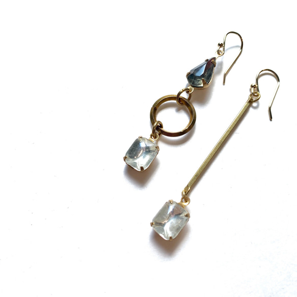 Antique glass drop earrings G-010 4枚目の画像