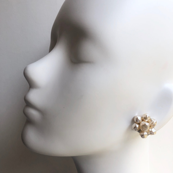 Baroque pearl earrings L-059 5枚目の画像