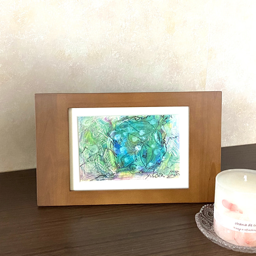 #67 抽象画 原画 はがき 花の咲く路地03」透明水彩画 原画 風景画 ハガキサイズ 絵画 Oni