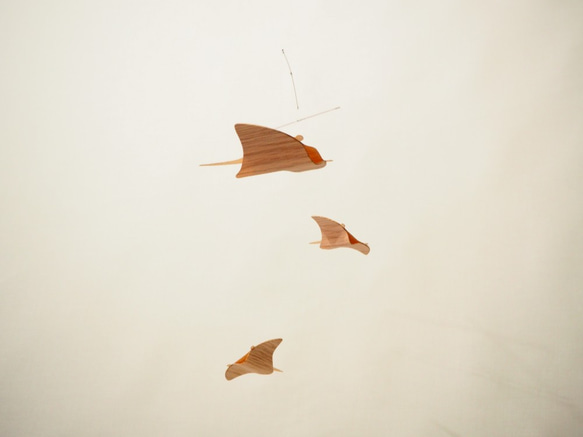 親子マンタのモビール　海　木製　Parent-child manta ray mobile 1枚目の画像