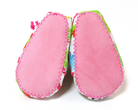 パイルベビーブーティ／10cm 濃いピンク×サボテン（サイズオーダー可） ファーストシューズ　出産祝い 3枚目の画像