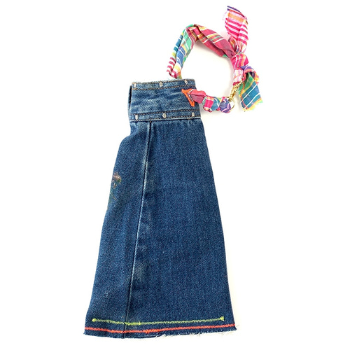 ペットボトルホルダー デニムリメイク ペイントオレンジ ハンドバッグ