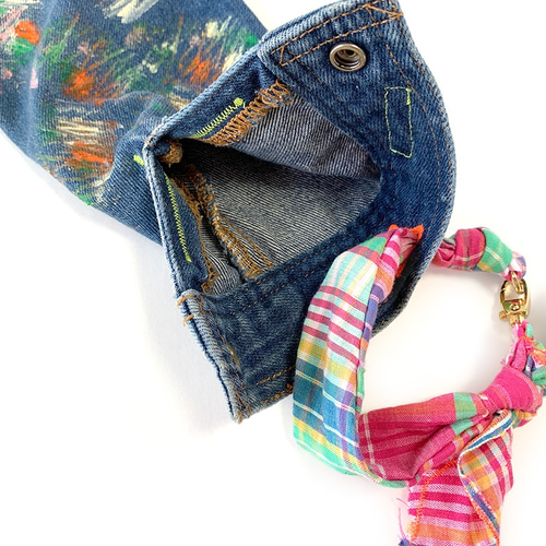 ペットボトルホルダー デニムリメイク ペイントオレンジ ハンドバッグ