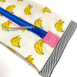 ティッシュケース-ソフトパック用　バナナ柄×ネオンブルー 5枚目の画像